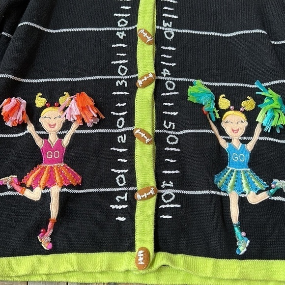 Jack B Quick Petite Football Cheerleader Hoodie Knit Cardigan - Picture 2 of 13